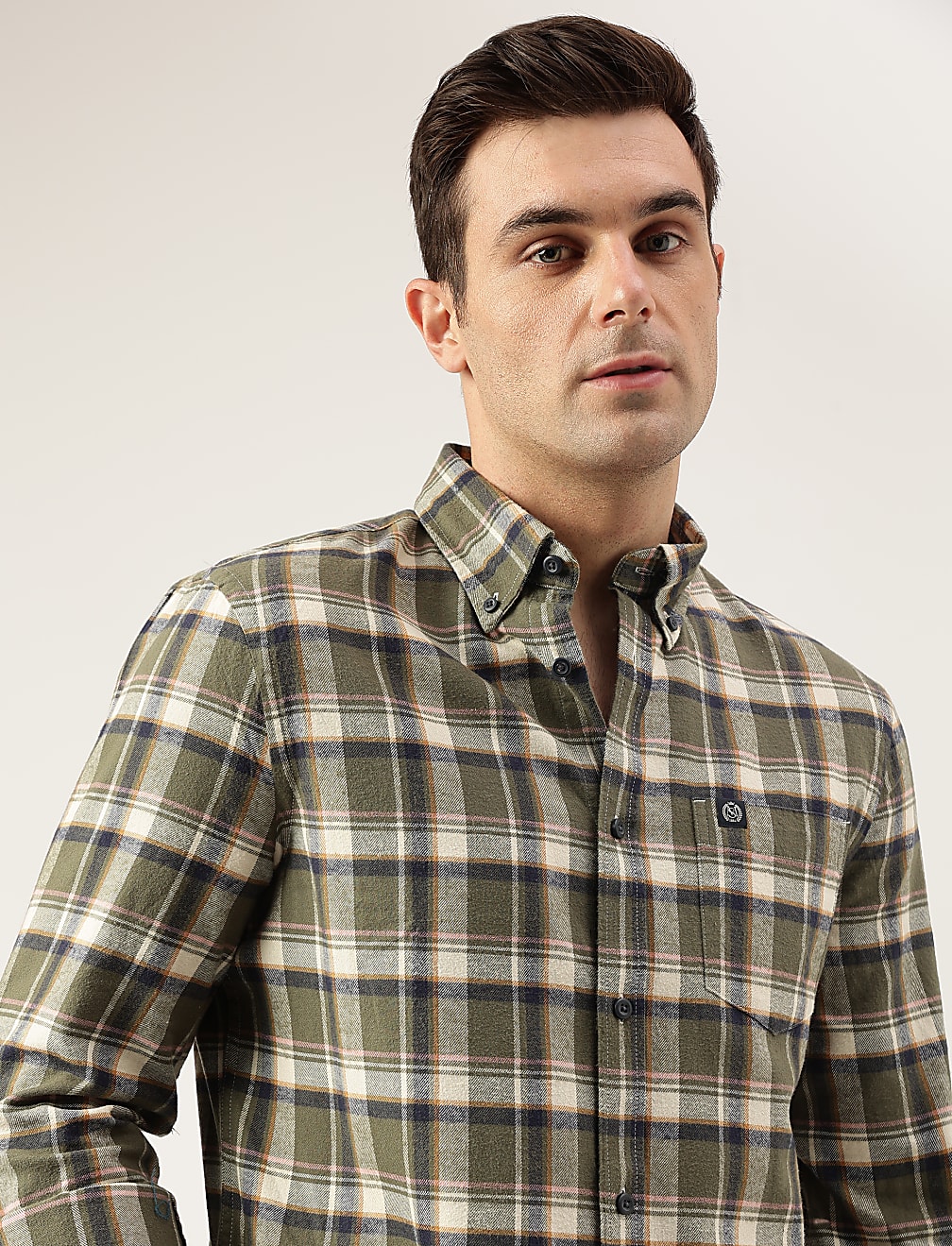 Regular Fit Pure Cotton Checks Button Down Collar Shirt
