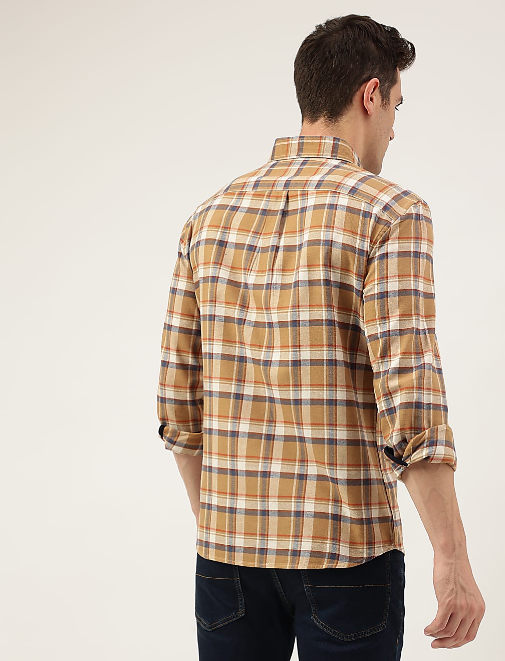 Regular Fit Pure Cotton Checks Button Down Collar Shirt
