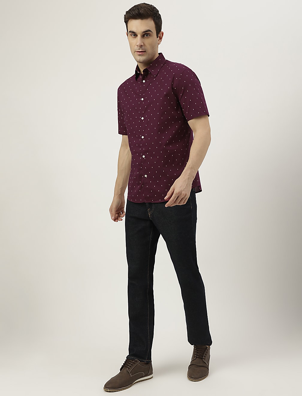 Pure Cotton Printed Spread Collar Shirt