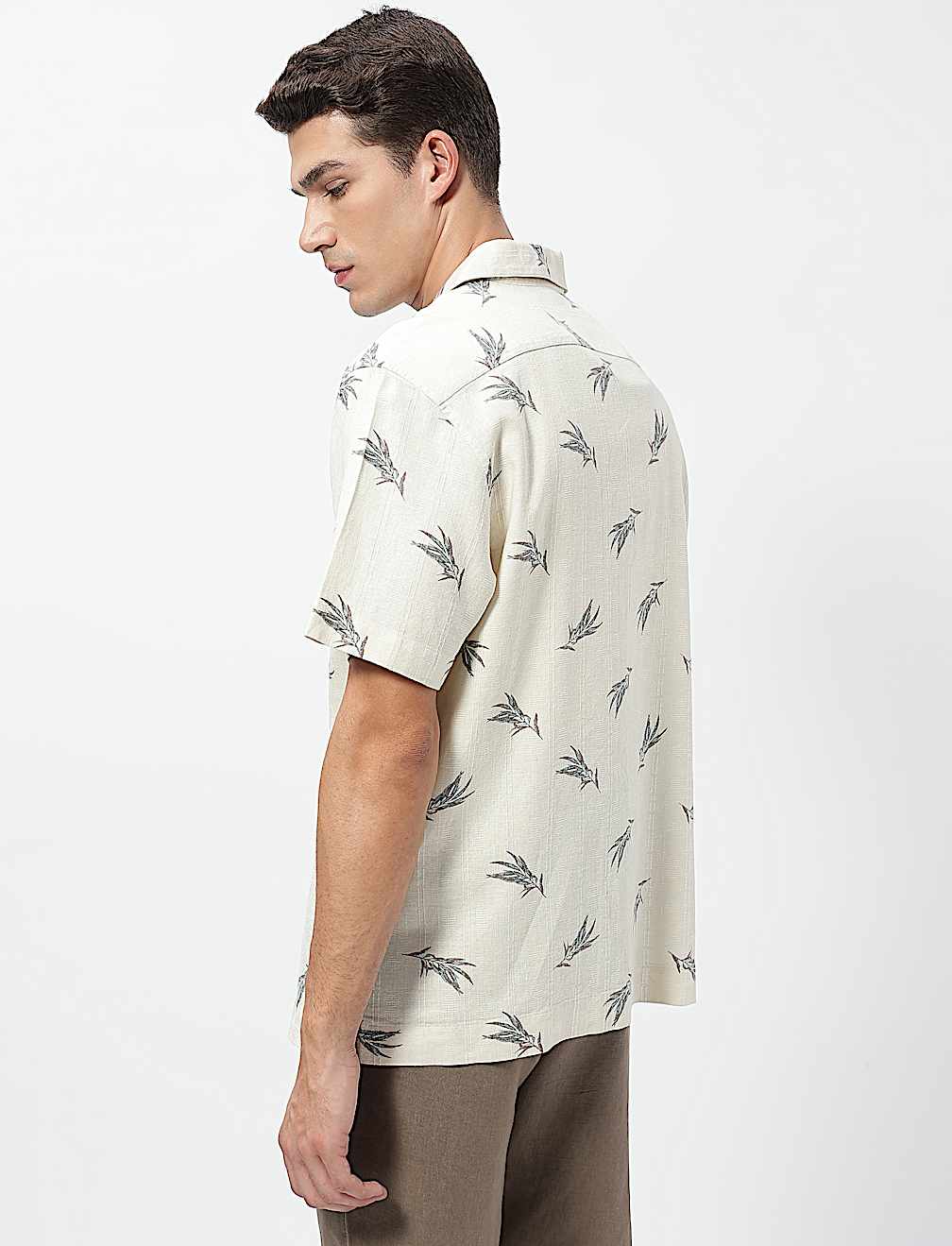 Linen Rich Printed Cuban Collar Shirt