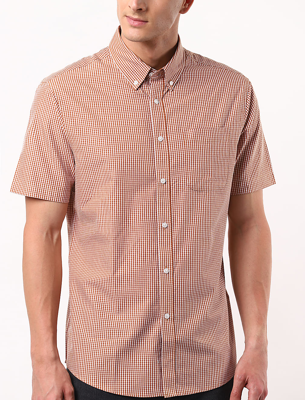 Short Sleeved Gingham Check Shirt