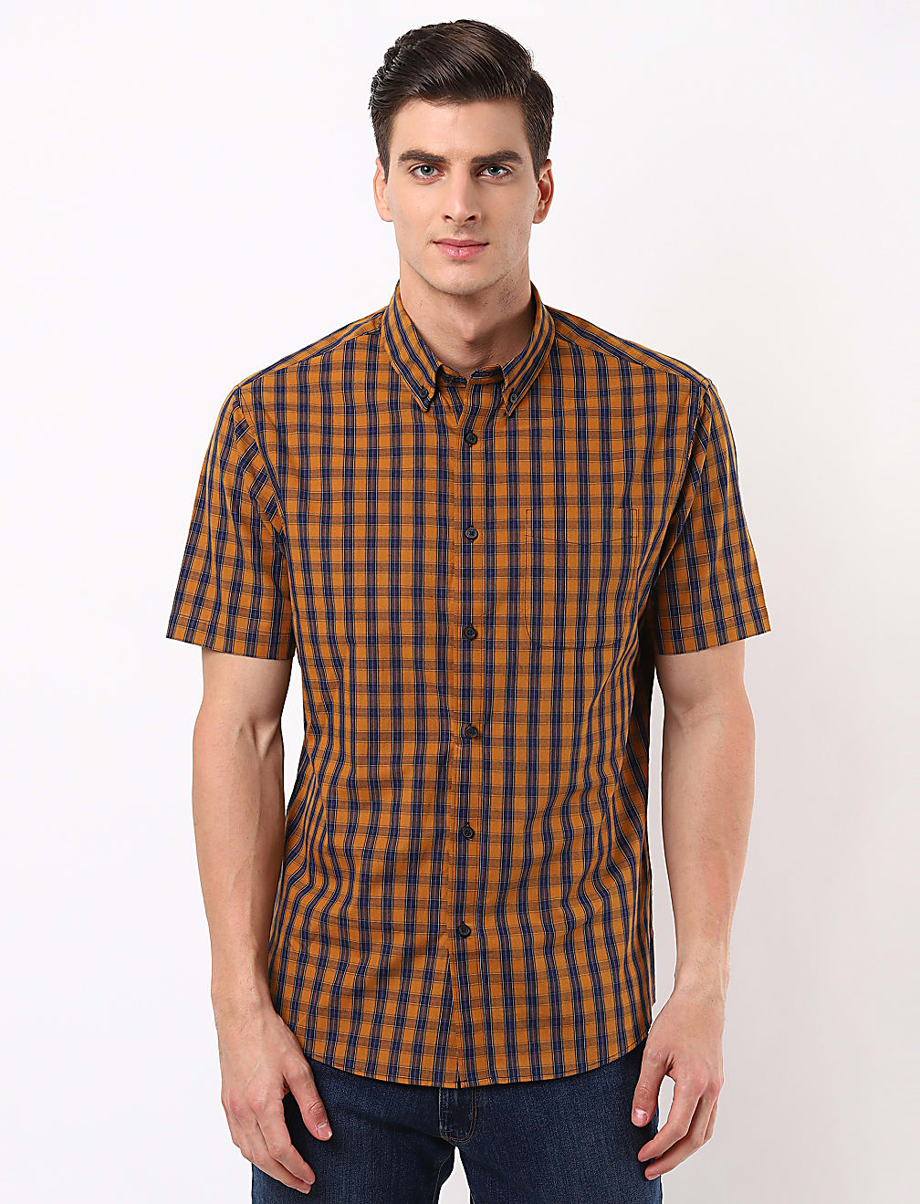Pure Cotton Short Sleeved Check Shirt