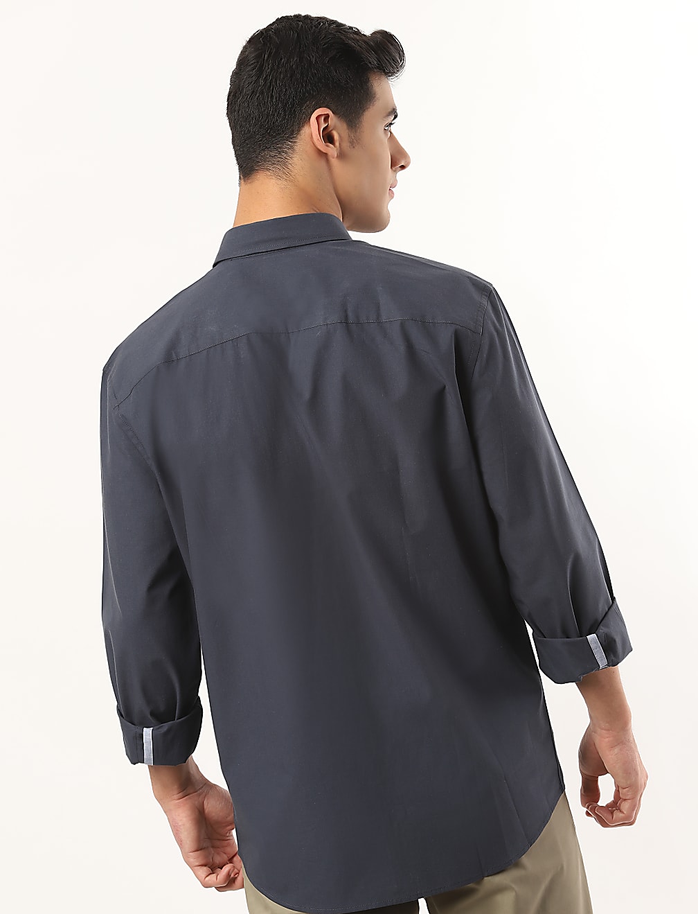 Pure Cotton Plain Botton Down Neck Shirt