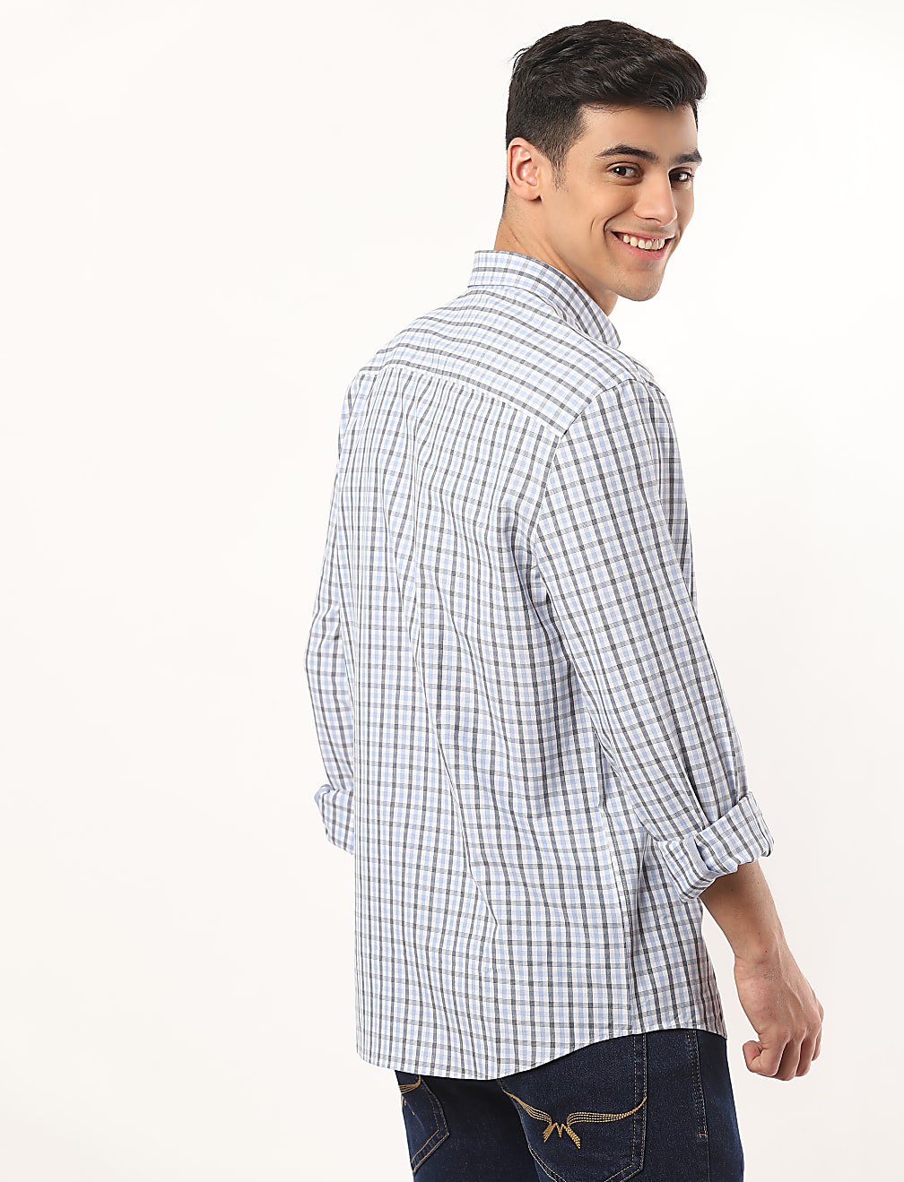 Pure Cotton Checked Botton Down Neck Shirt