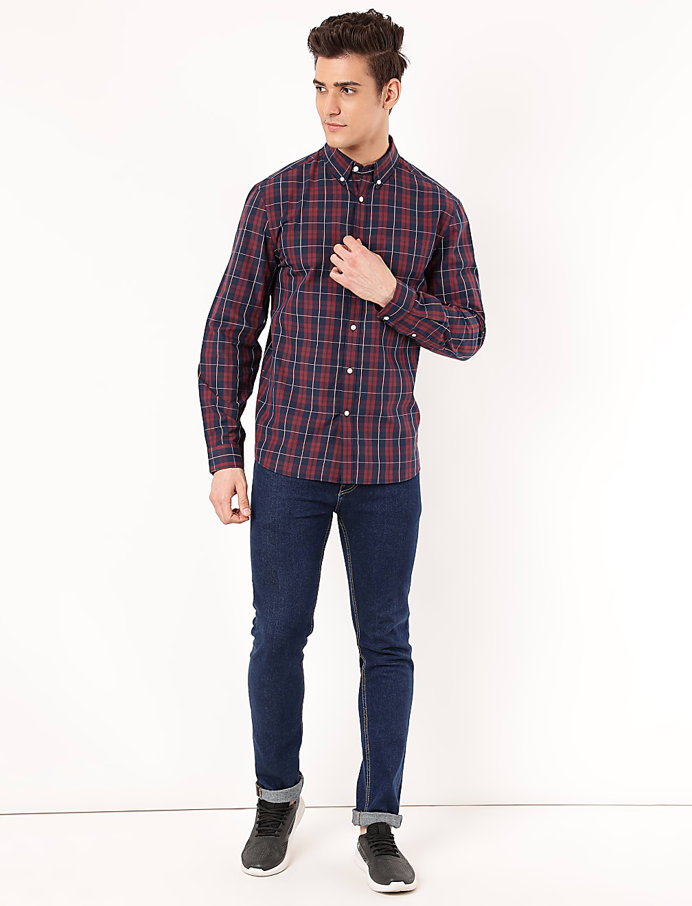 Pure Cotton Checked Button Down Shirt