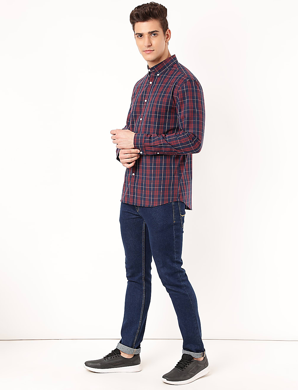 Pure Cotton Checked Button Down Shirt