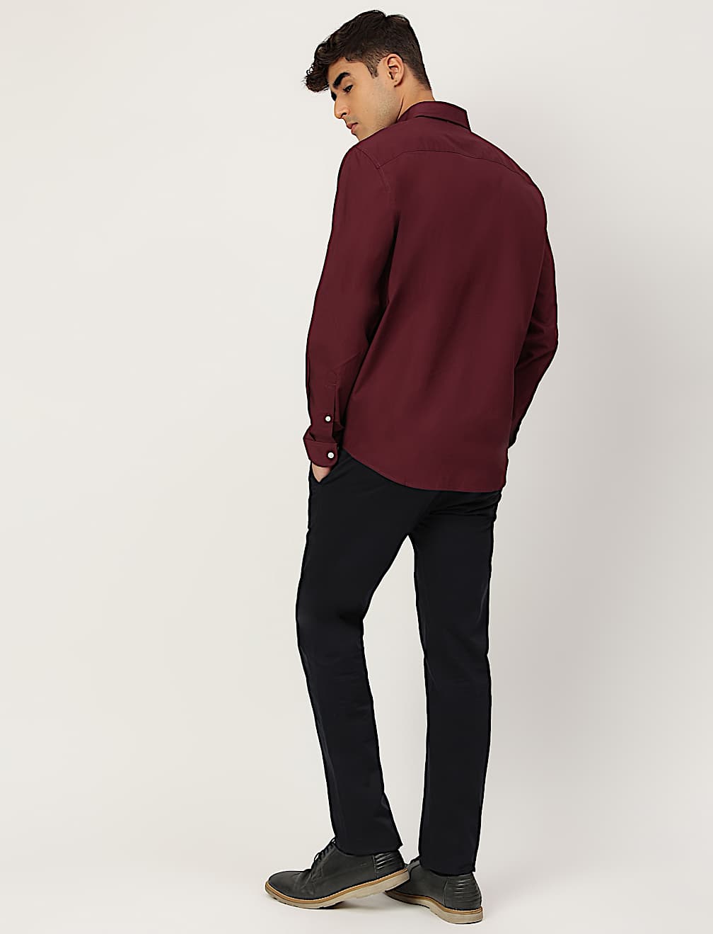Pure Cotton Plain Collared Shirt