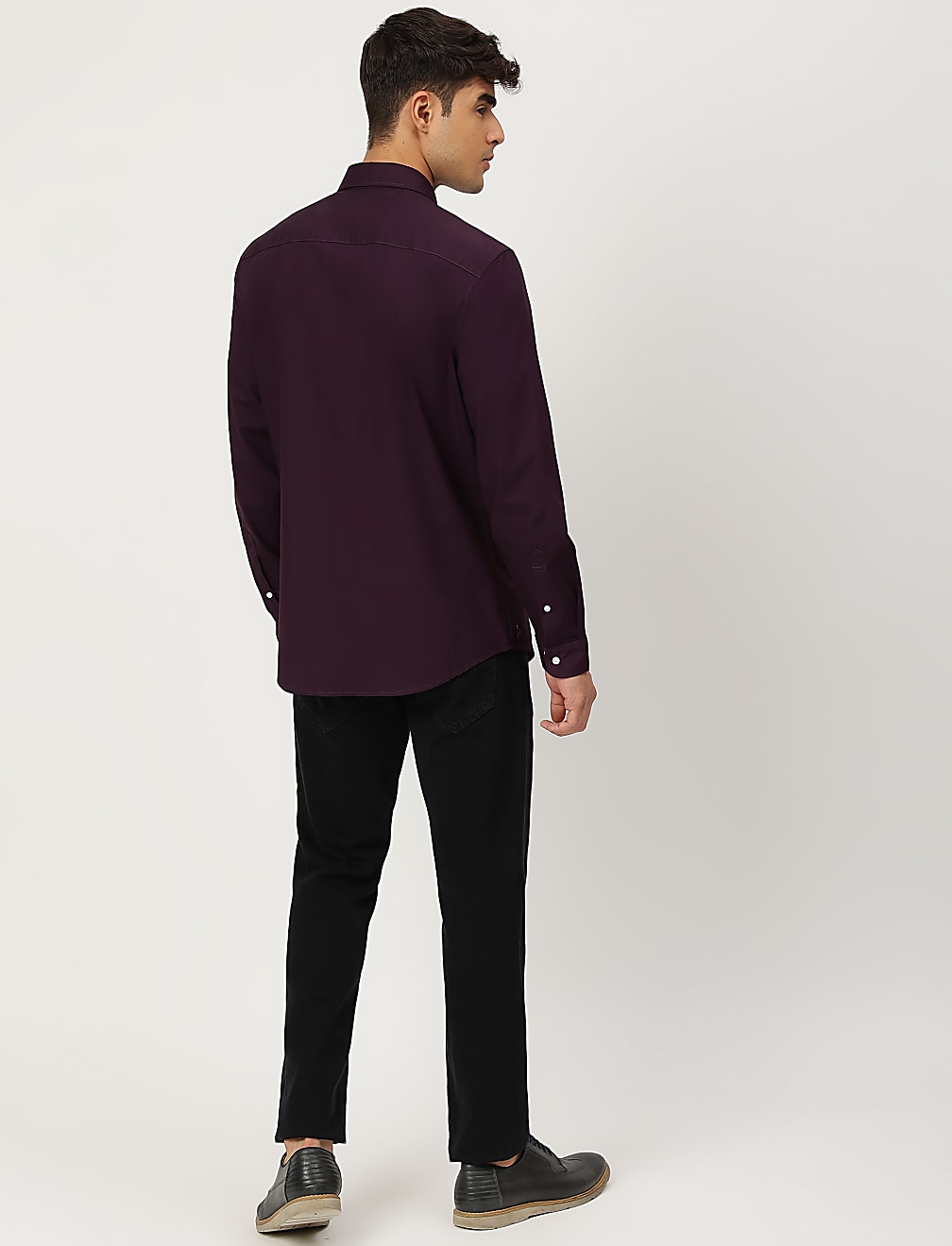 Pure Cotton Plain Collared Shirt