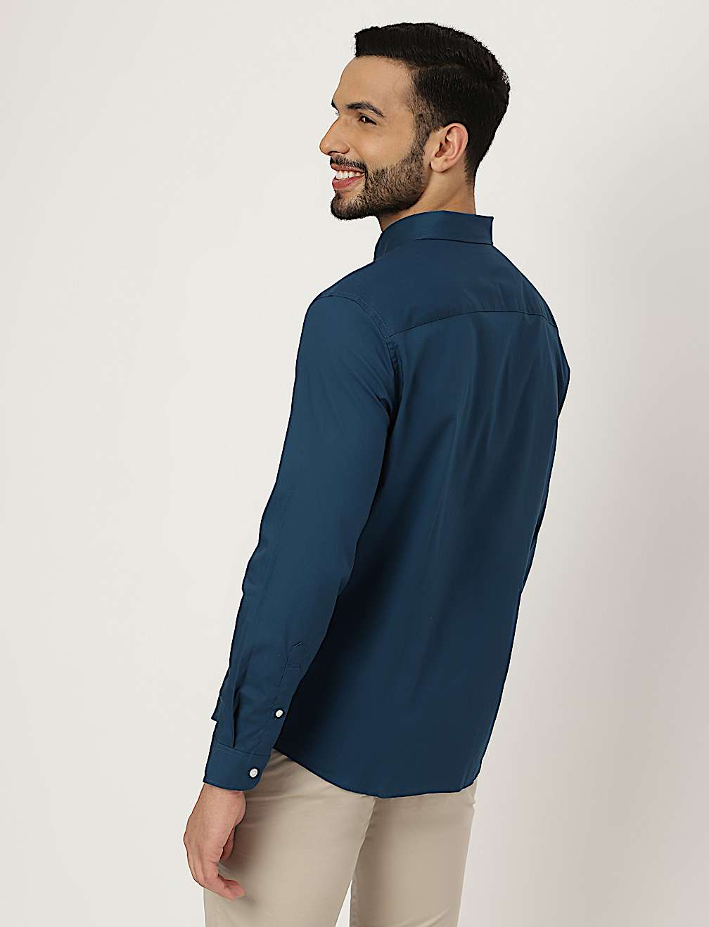 Pure Cotton Plain Collared Shirt