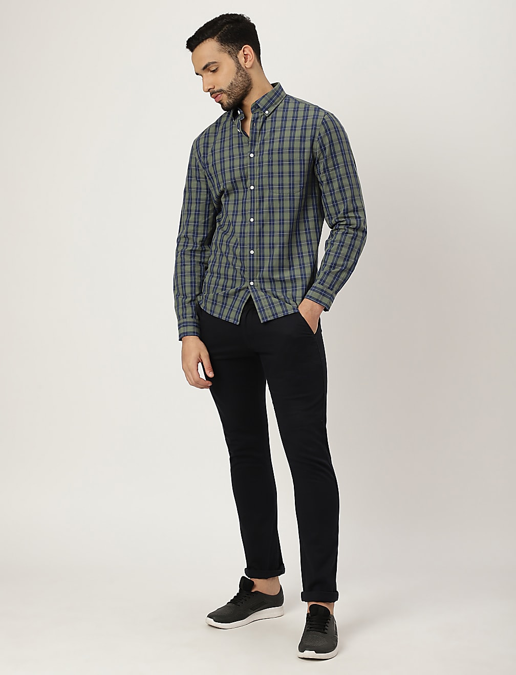 Pure Cotton Check Collared Shirt