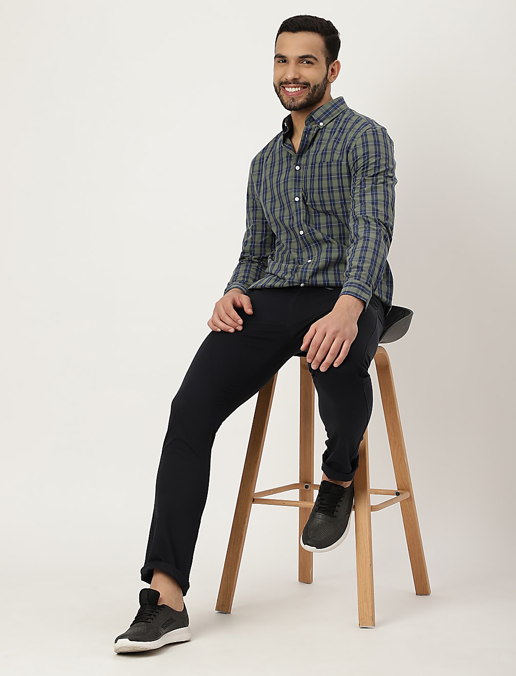 Pure Cotton Check Collared Shirt