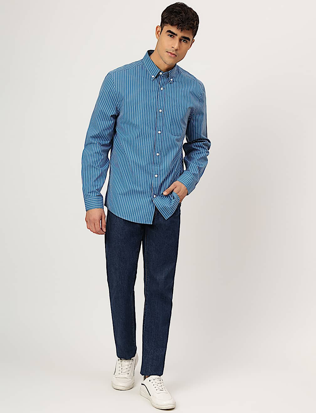 Pure Cotton Striped Buttondown Collar Shirt