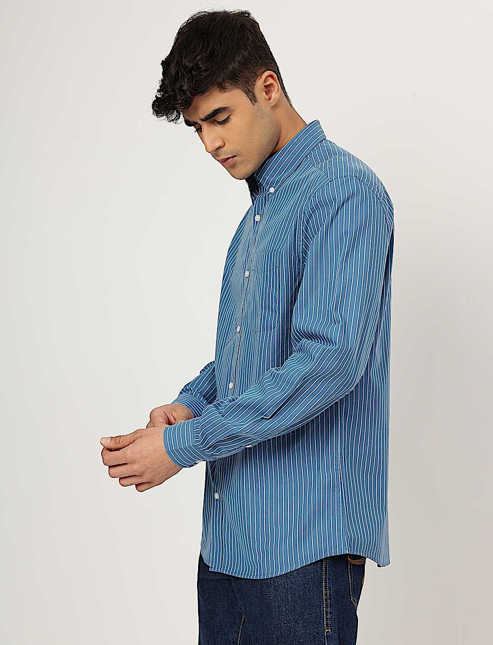 Pure Cotton Striped Buttondown Collar Shirt