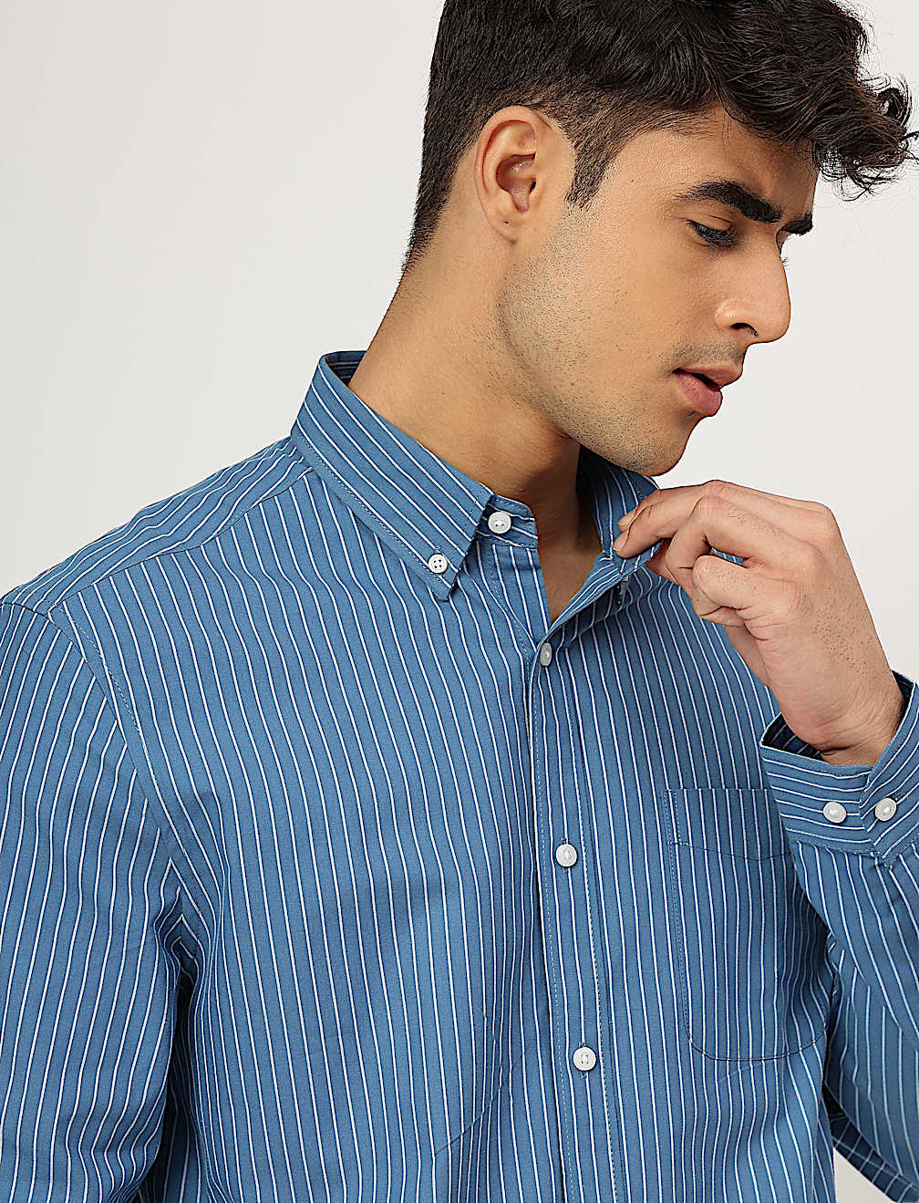 Pure Cotton Striped Buttondown Collar Shirt