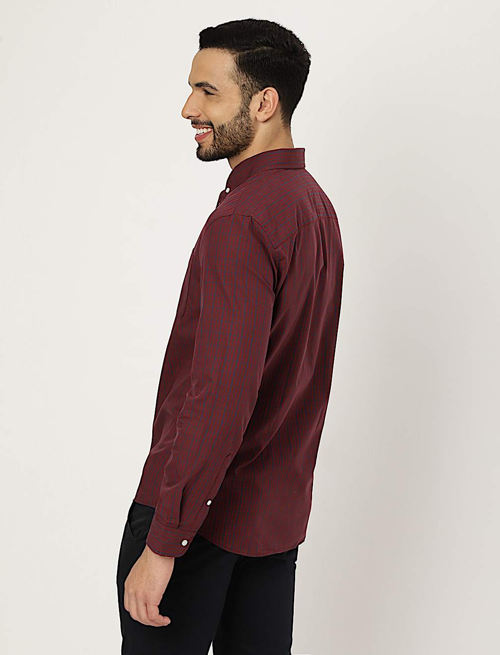 Pure Cotton Check Collared Shirt