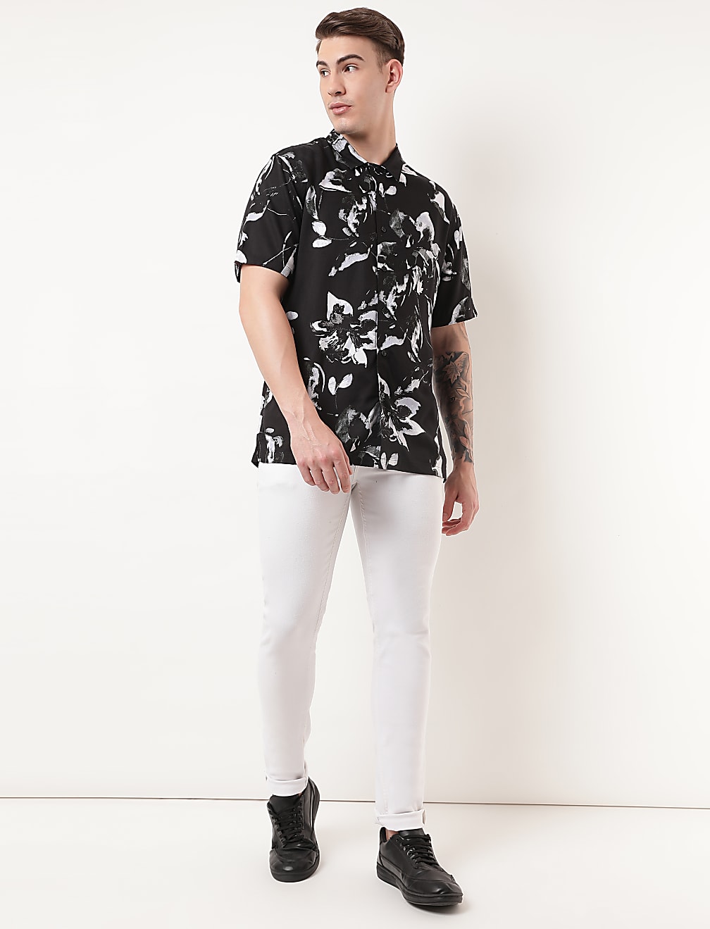 Pure Viscose Floral Spread Collar Shirt