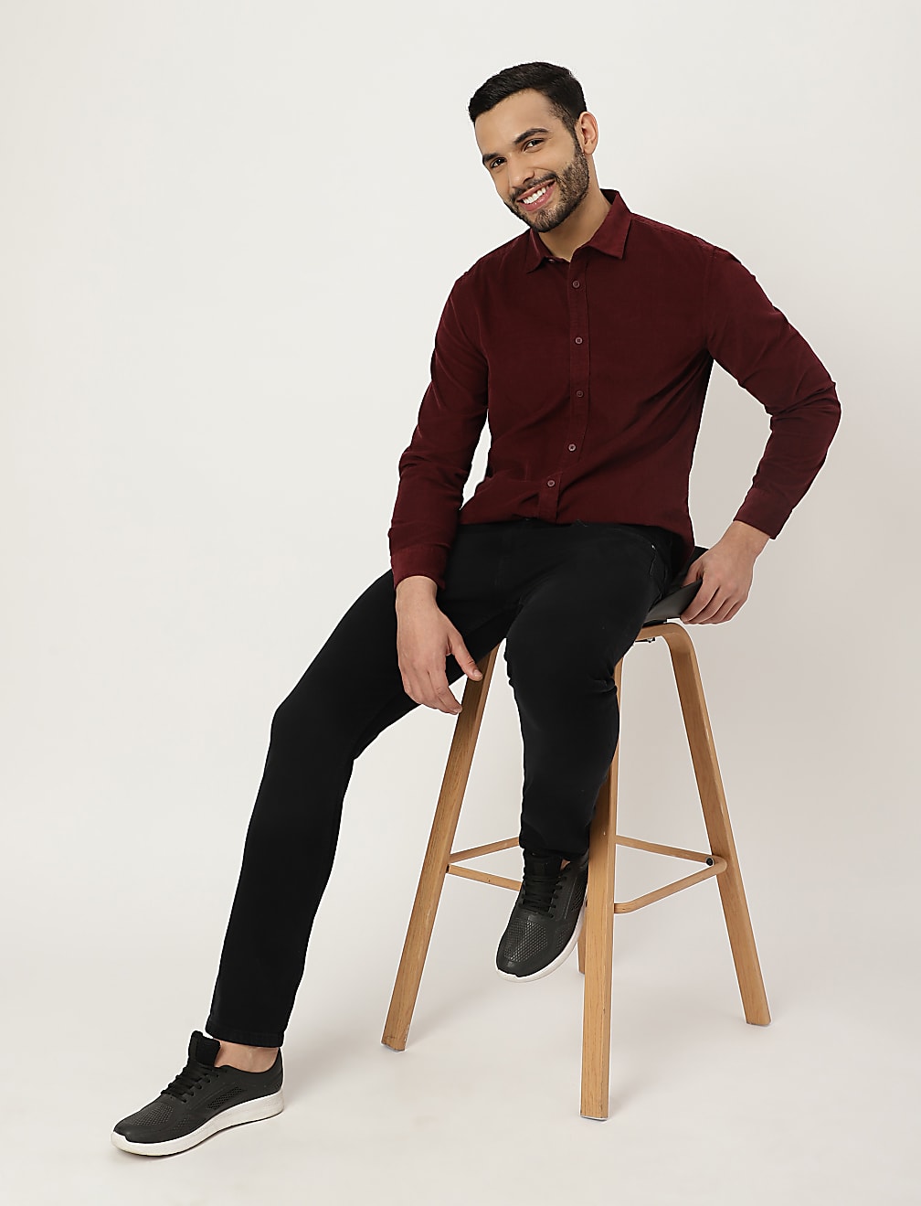 Pure Cotton Plain Collared Shirt