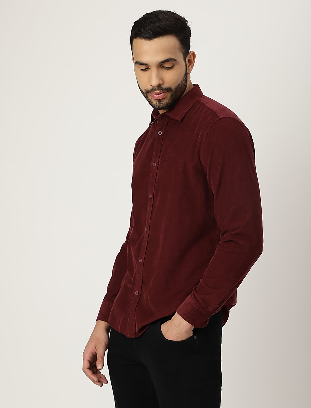 Pure Cotton Plain Collared Shirt