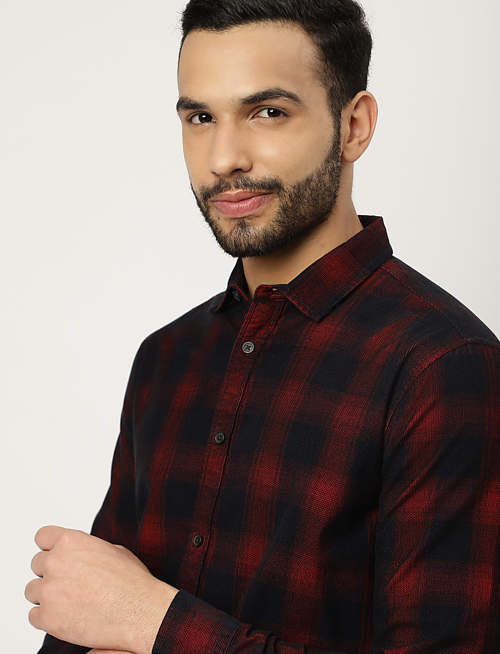 Pure Cotton Check Collared Shirt