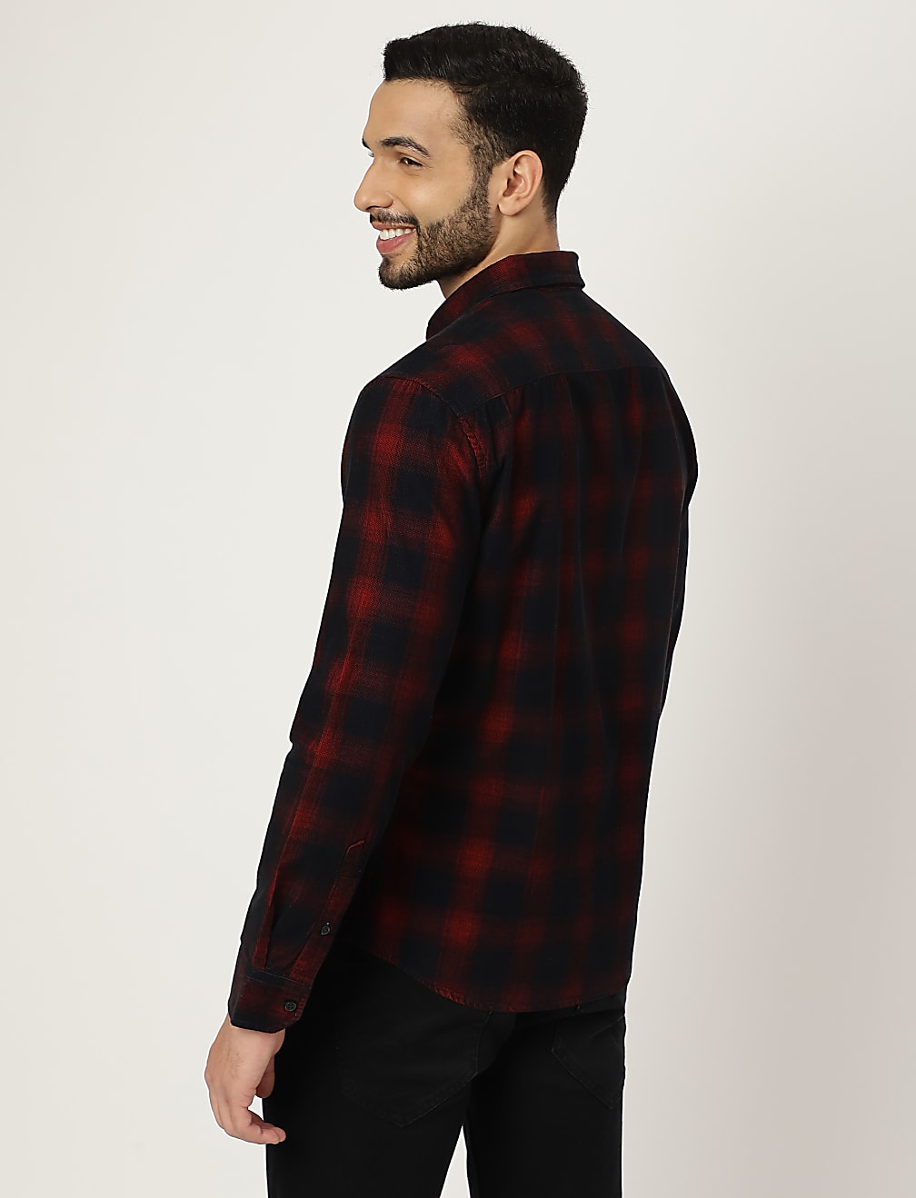 Pure Cotton Check Collared Shirt