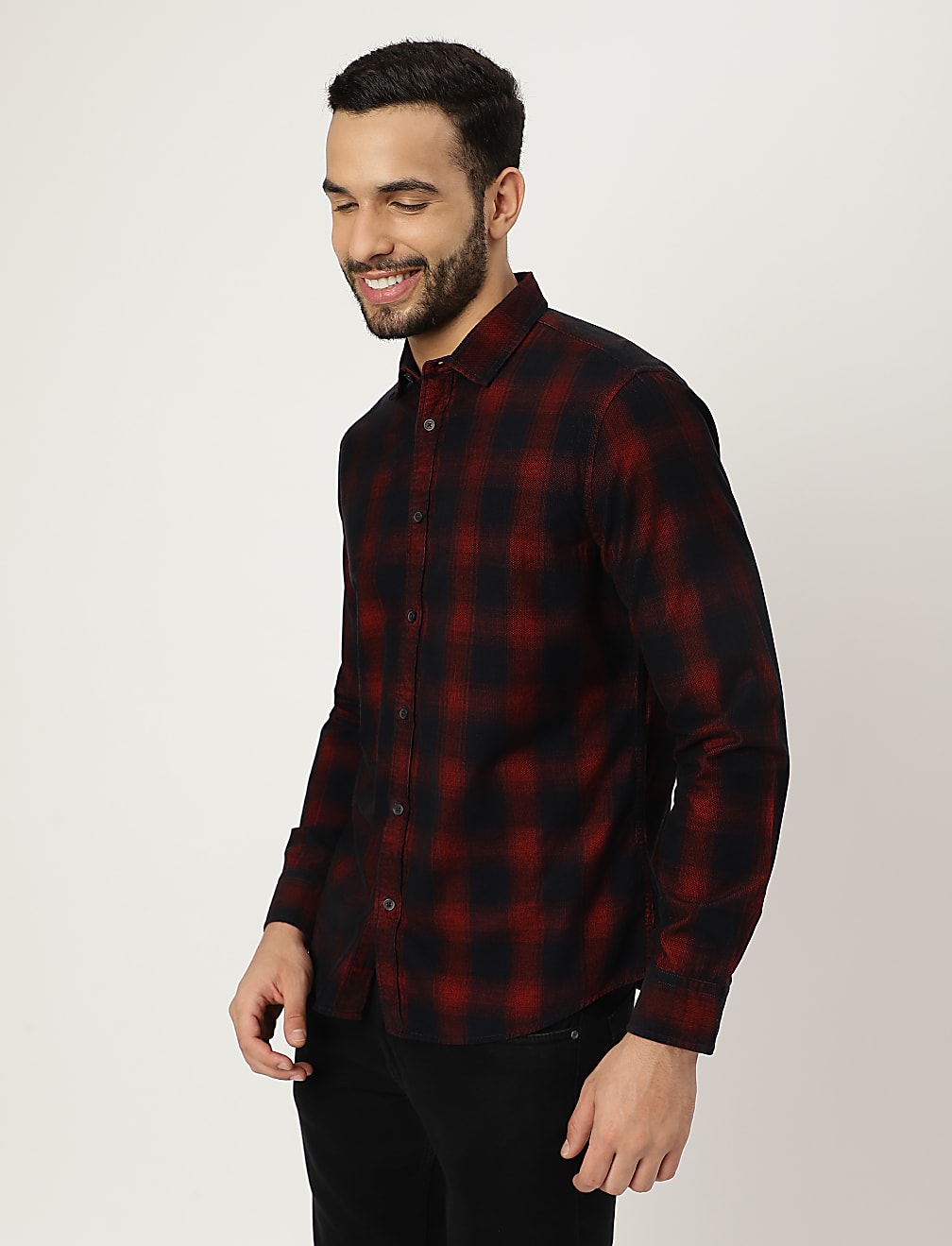 Pure Cotton Check Collared Shirt