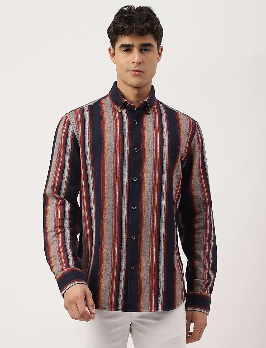 Flannel Brushed Cotton Stripe Shirt