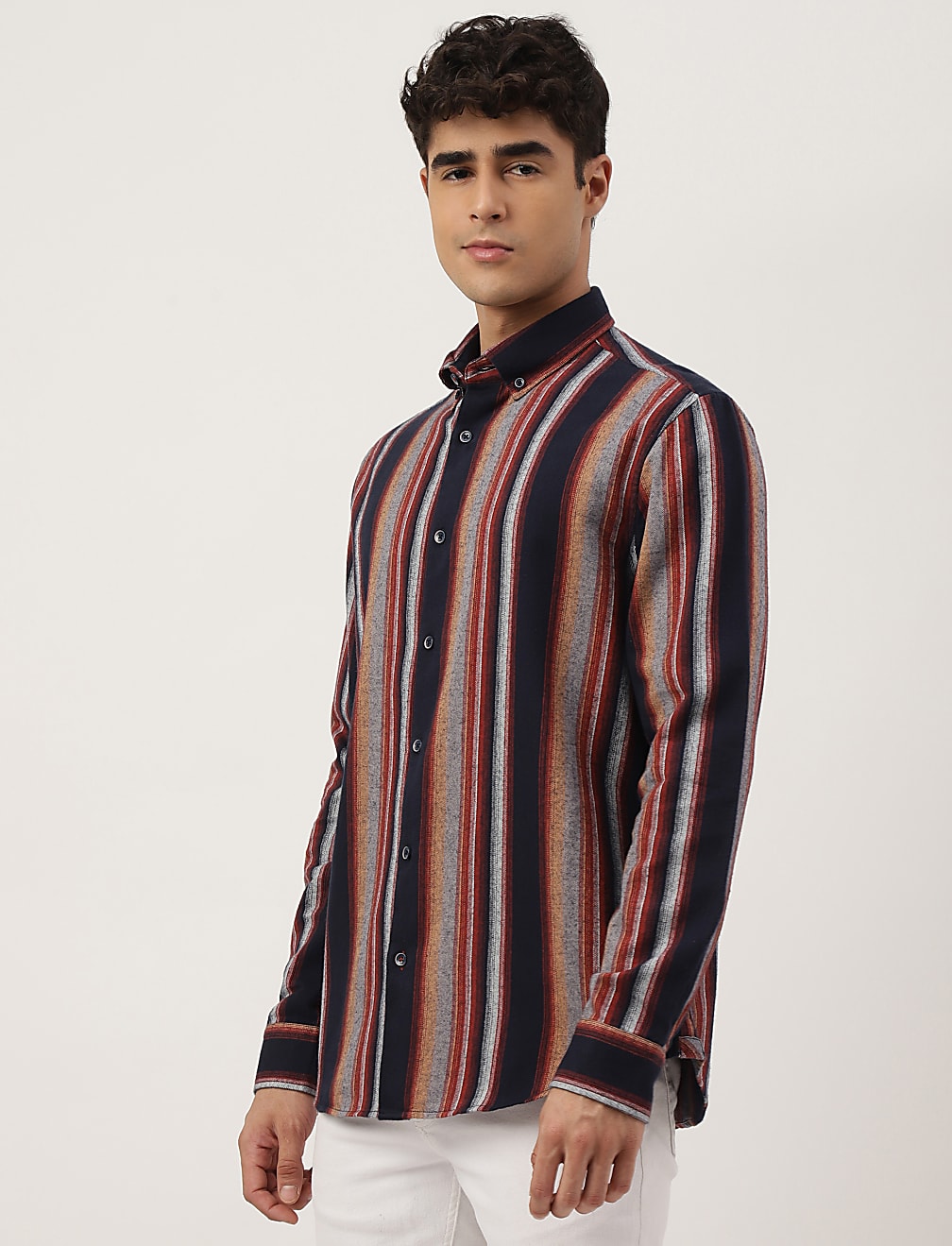 Flannel Brushed Cotton Stripe Shirt