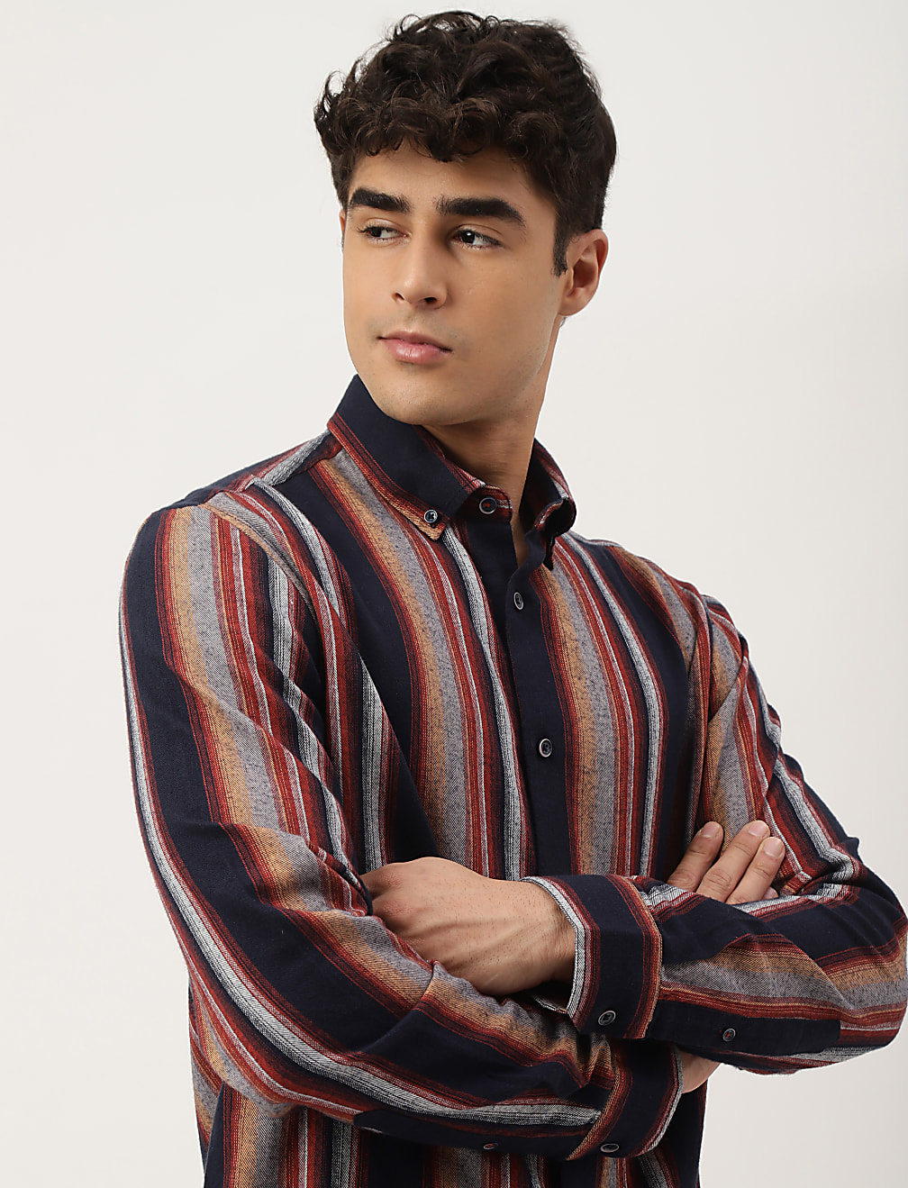 Flannel Brushed Cotton Stripe Shirt
