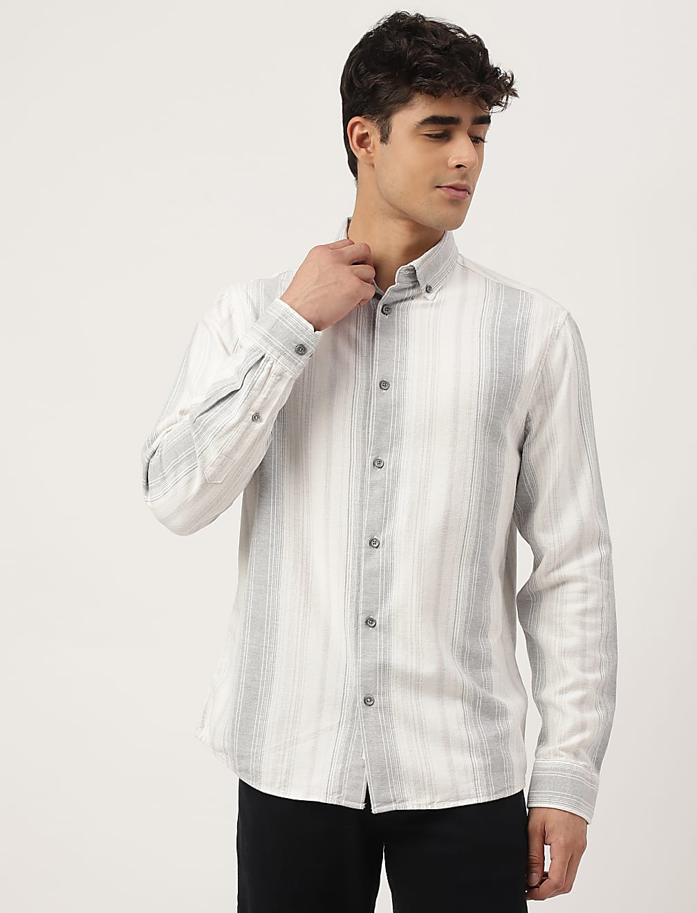 Flannel Brushed Cotton Stripe Shirt