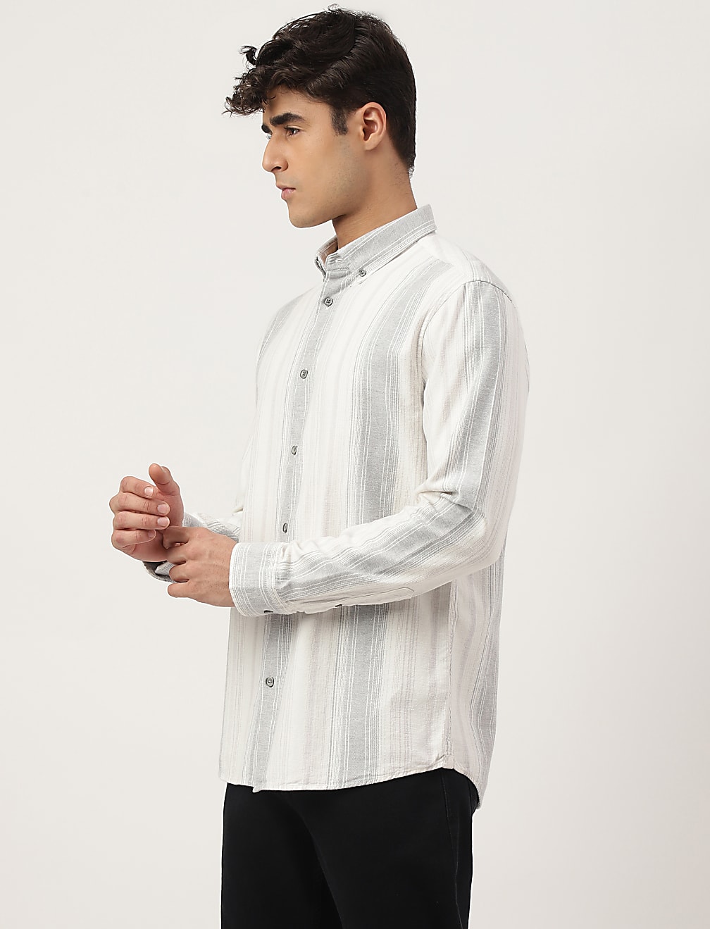 Flannel Brushed Cotton Stripe Shirt