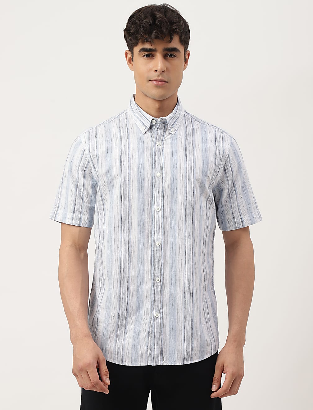 Cotton Mix Printed Buttondown Collar Shirt