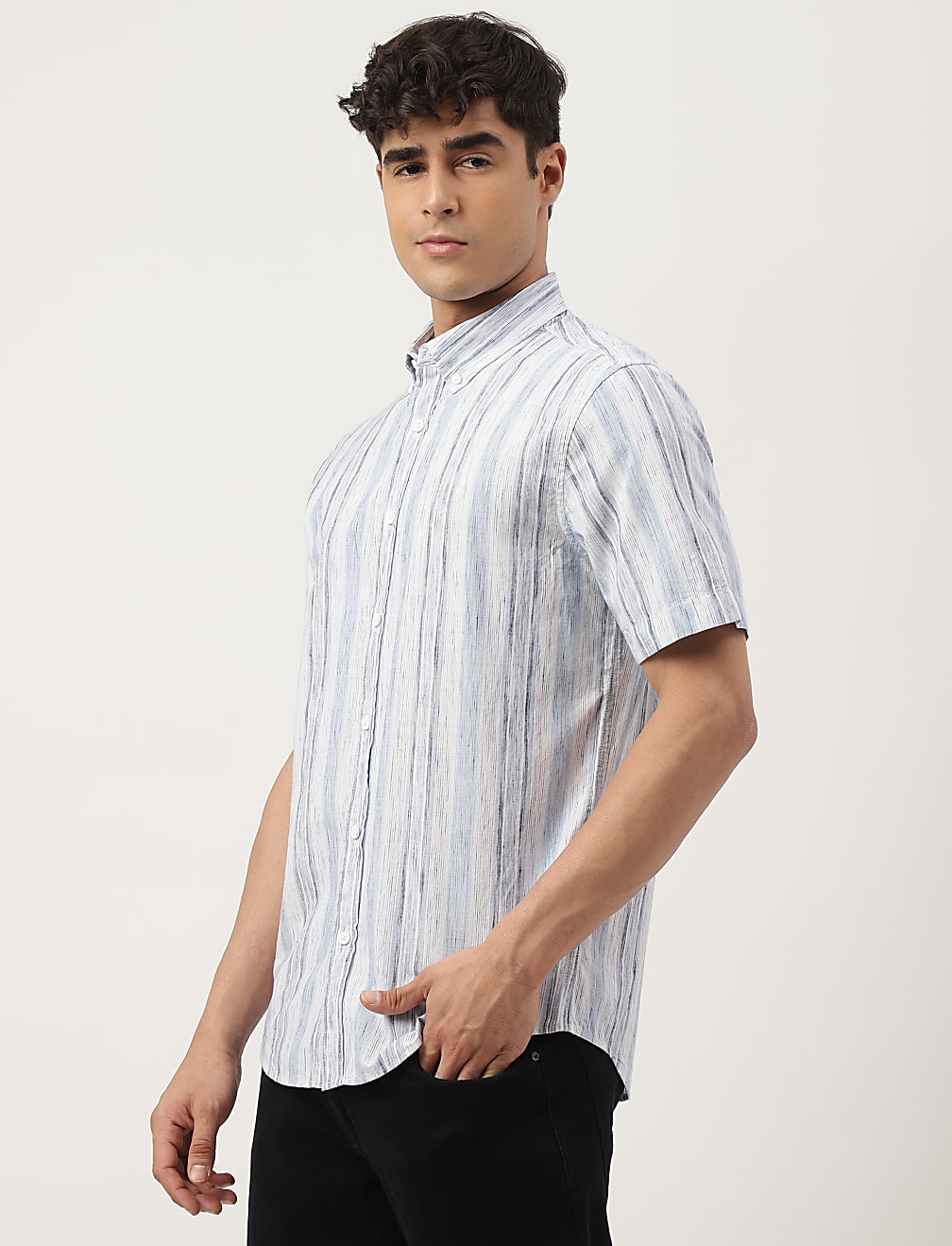Cotton Mix Printed Buttondown Collar Shirt