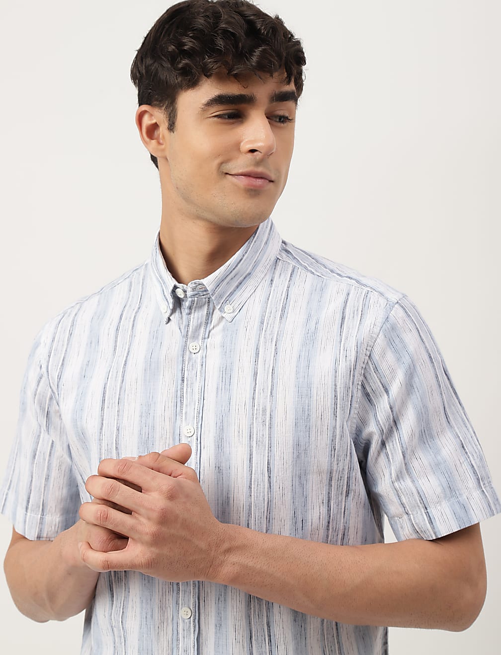 Cotton Mix Printed Buttondown Collar Shirt