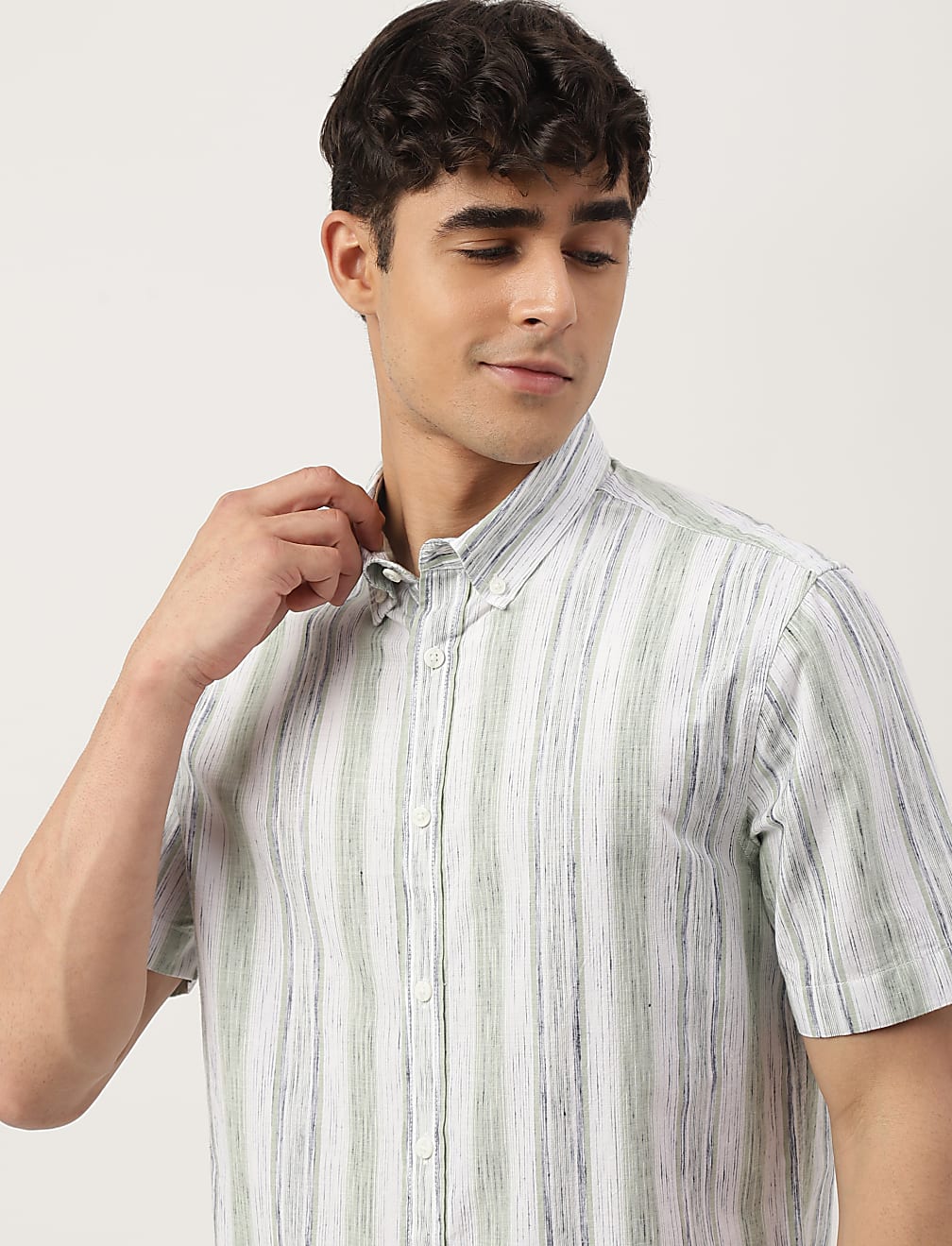Cotton Mix Printed Buttondown Collar Shirt