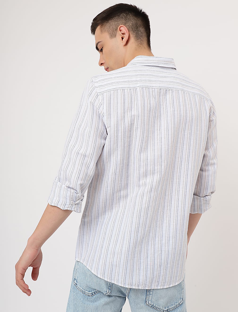 Cotton Mix Striped Classic Collar Shirt
