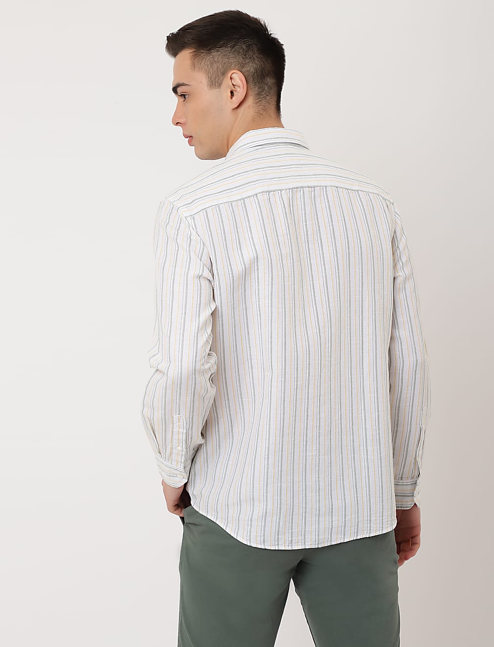 Cotton Mix Striped Classic Collar Shirt