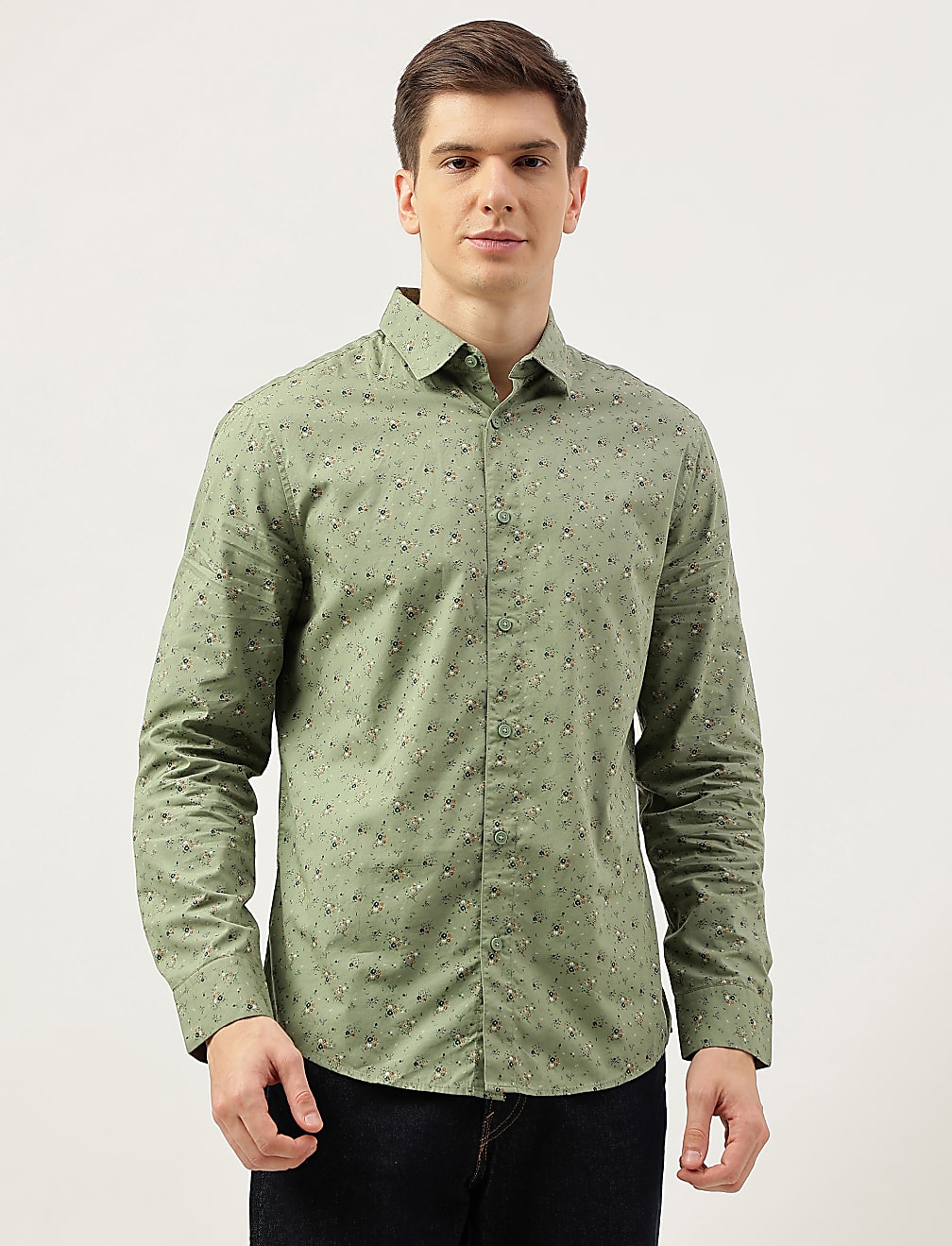 Cotton Rich Floral Printed Long Sleeves Shirt