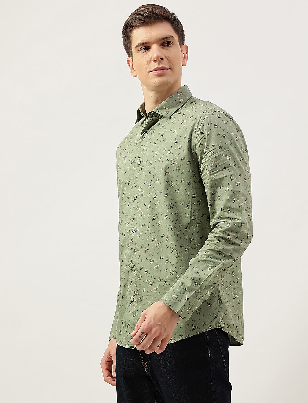 Cotton Rich Floral Printed Long Sleeves Shirt