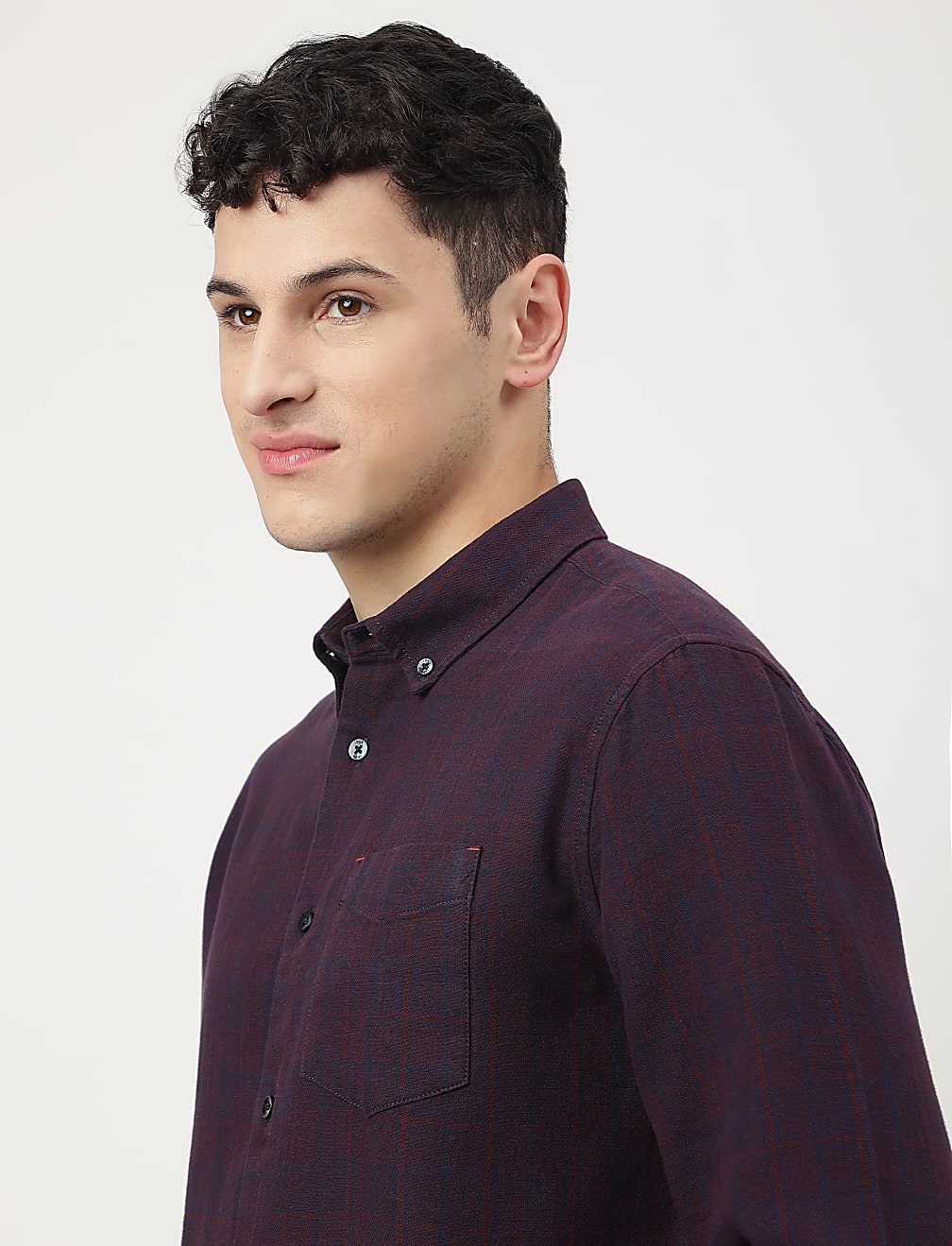 Pure Cotton Checks Button-down Collar Shirt