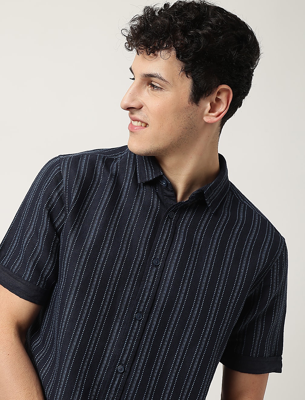 Cotton Mix Striped Classic Collar Shirt