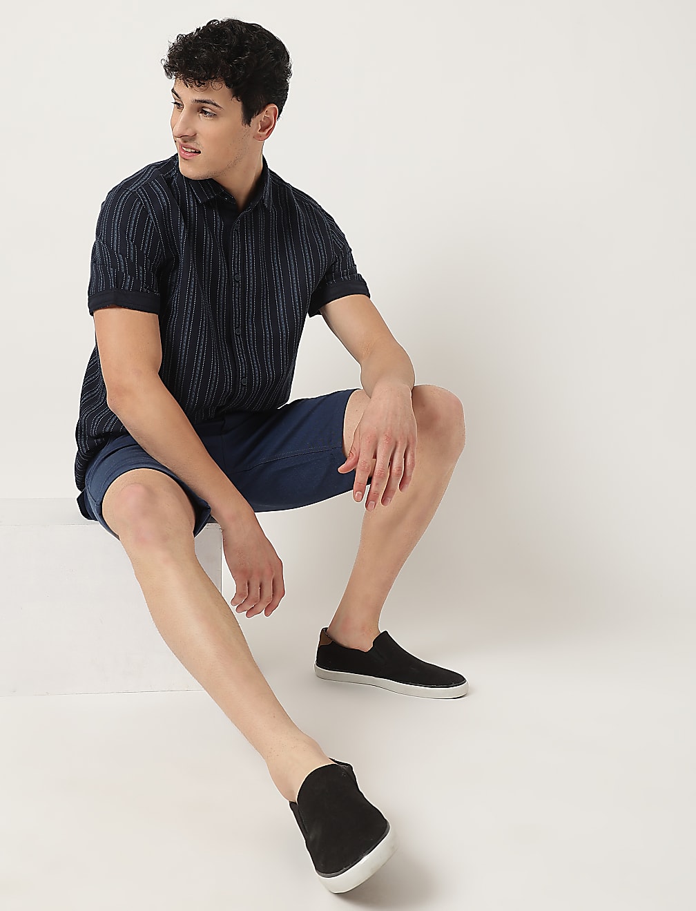 Cotton Mix Striped Classic Collar Shirt