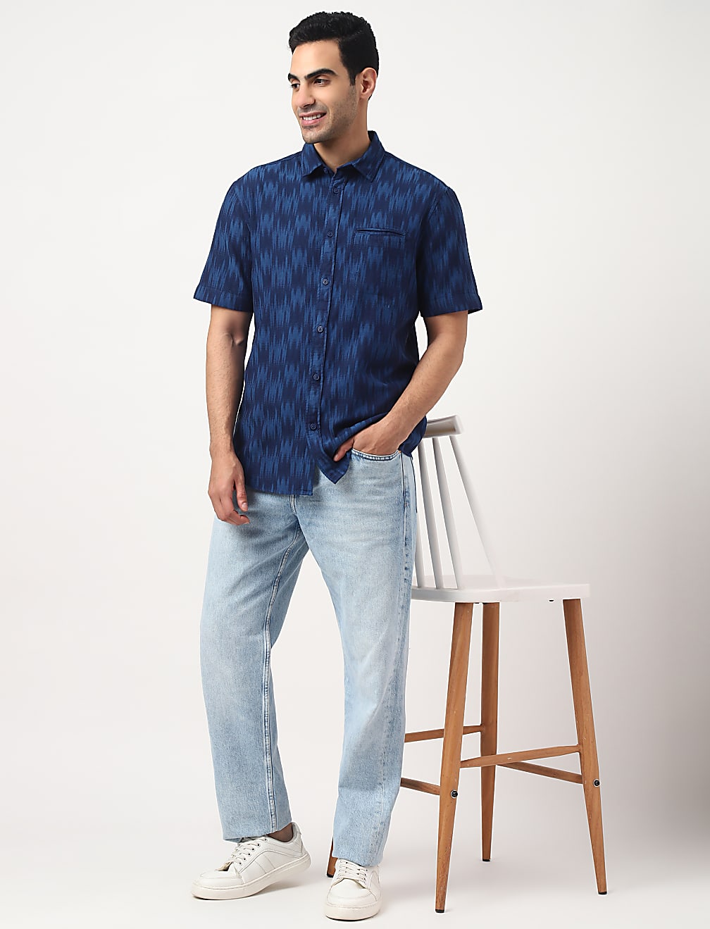 Pure Cotton Tie Dye Spread Collar Shirt