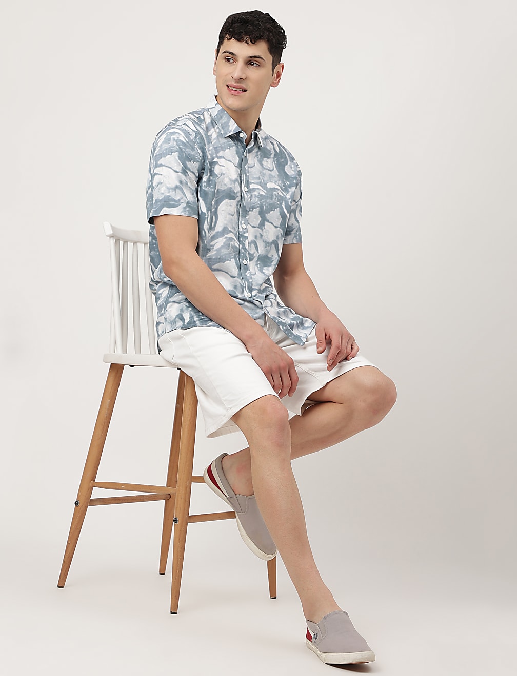 Pure Viscose Printed Spread Collar Shirt