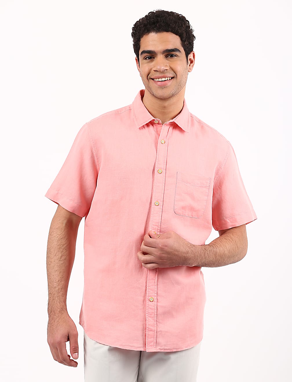 Linen Mix Classic Collar Solid Shirt
