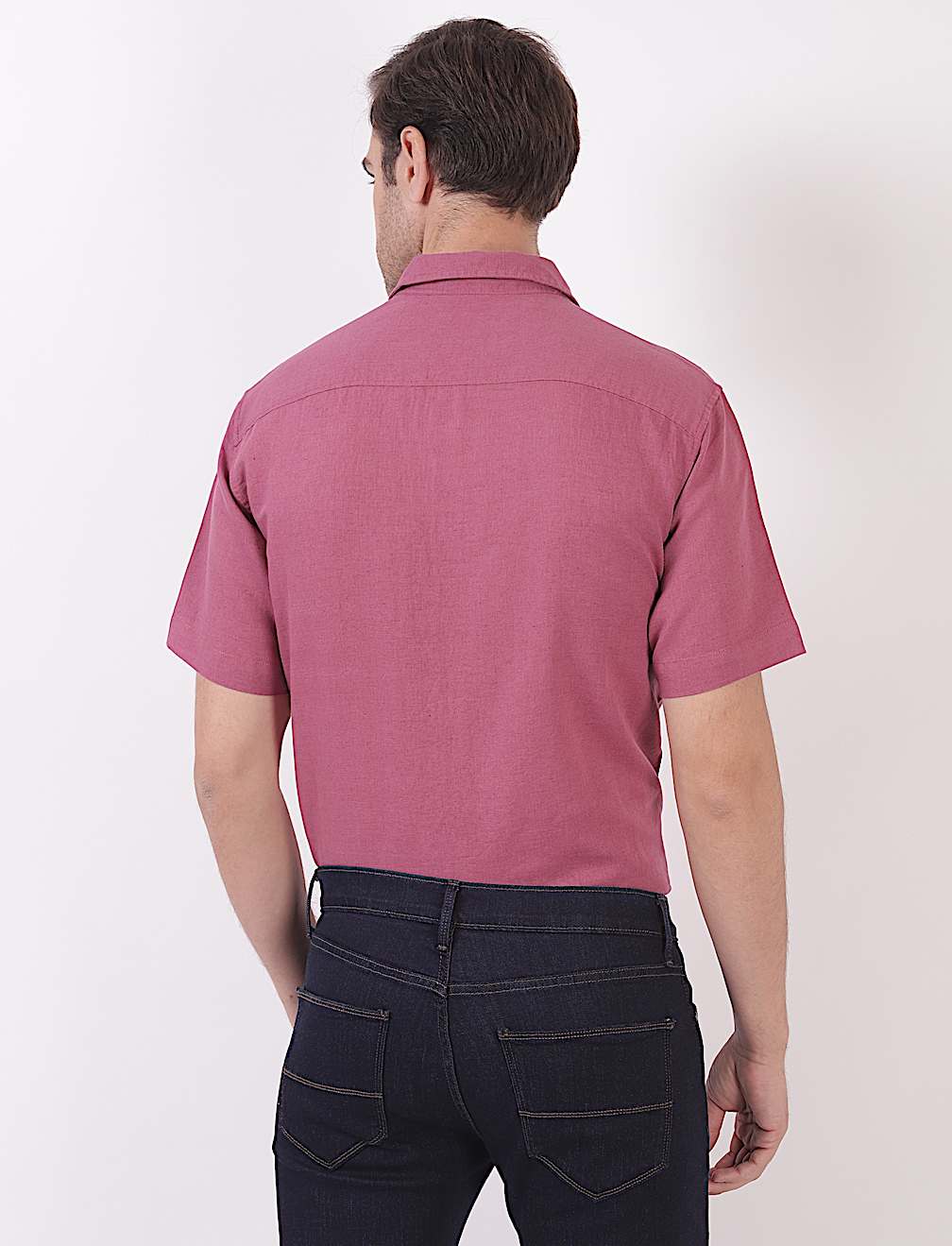 Linen Mix Plain Spread Collar Shirts