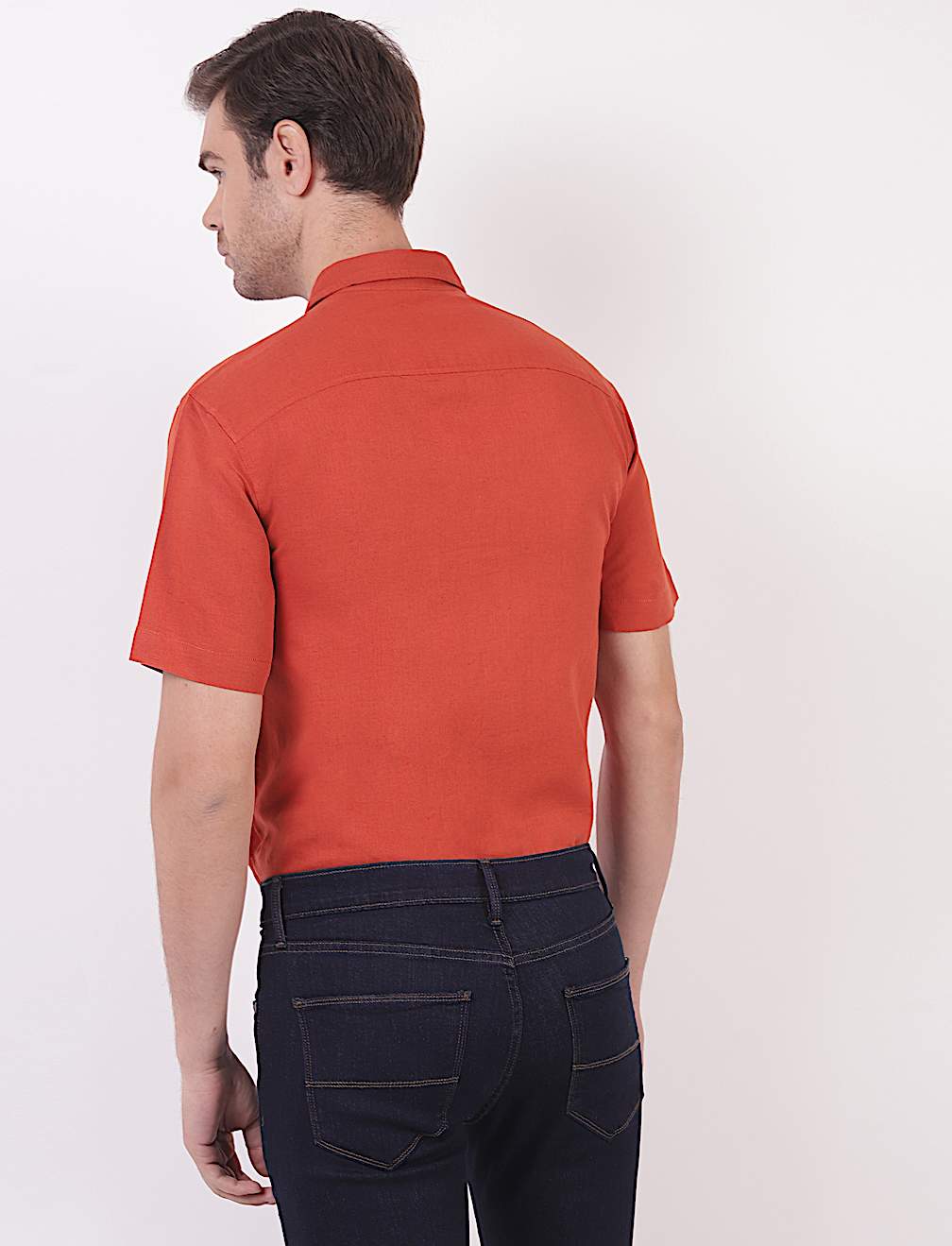 Linen Mix Plain Spread Collar Shirts