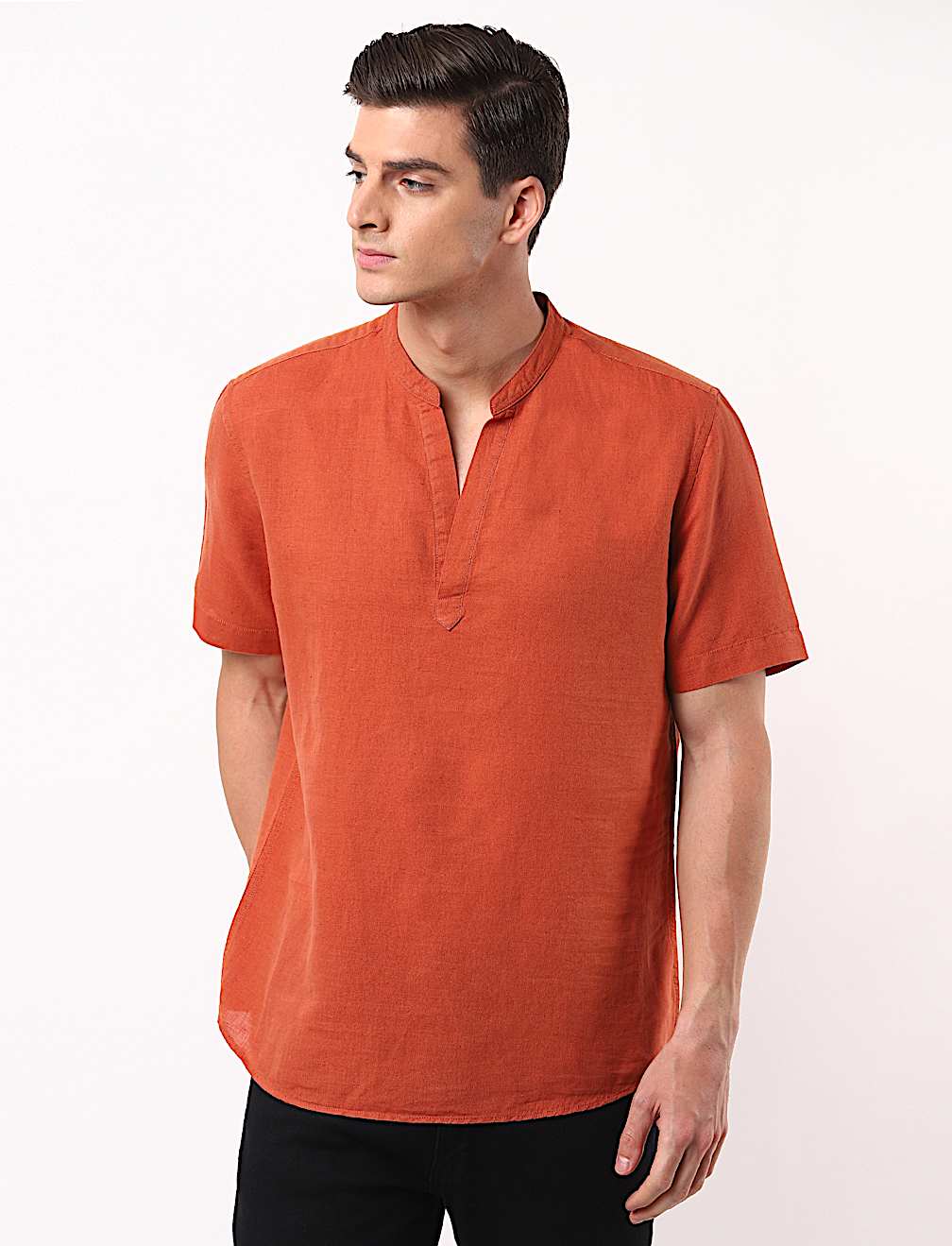 Half Placket Solid Shirt