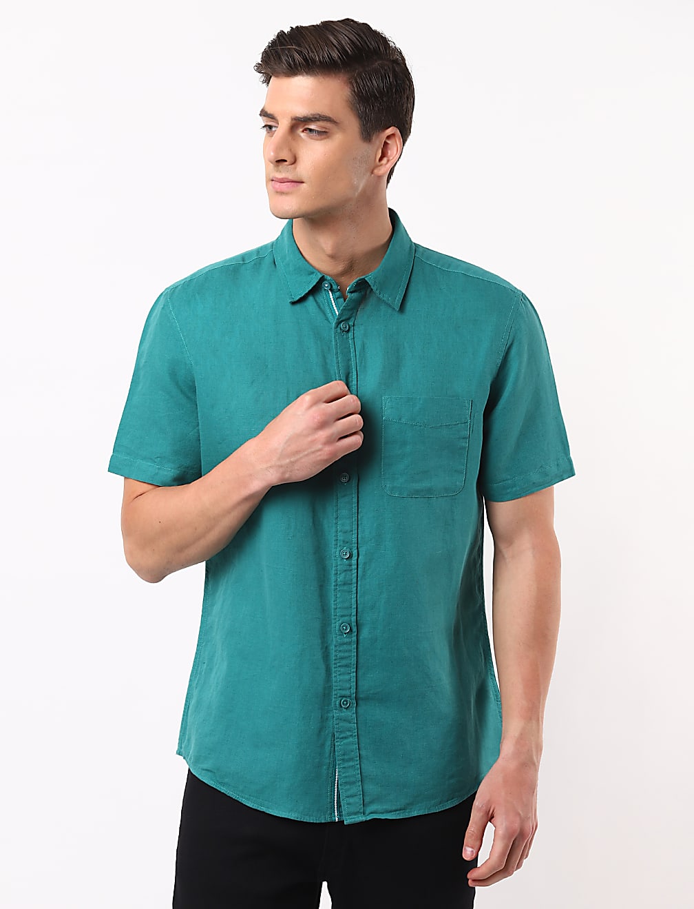 Linen Mix Classic Collar Solid Shirt