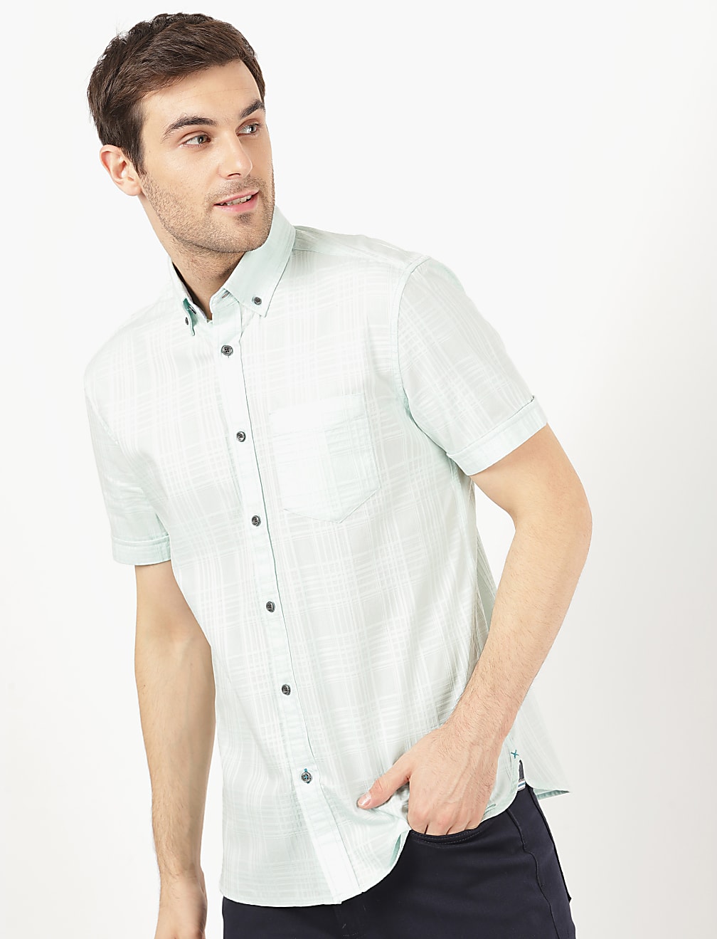 Short Sleeve Textured Dobby Shirt