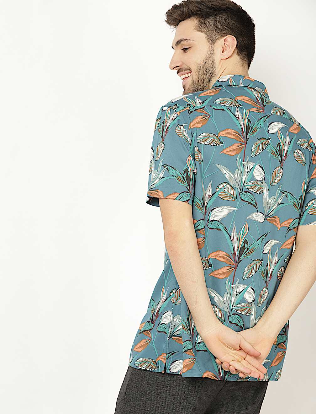 Pure Viscose Printed Revere Collar Shirt